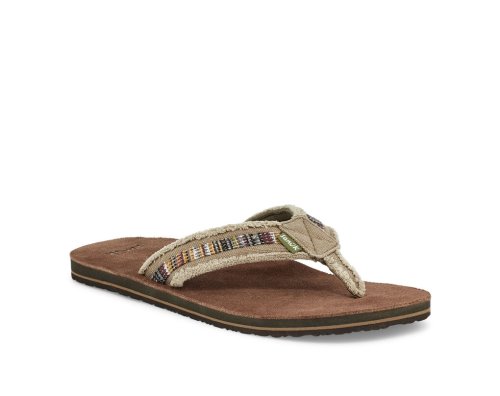 Sanuk Mens Fraid So Eco-Friendly Khaki Flip Flops | YGZVEU649